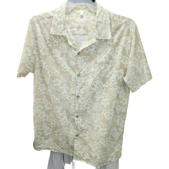 Coofandy Large Hawaiian Tropical Aloha Shirt in Tan and Cream or White for Men - Picture 2 of 6